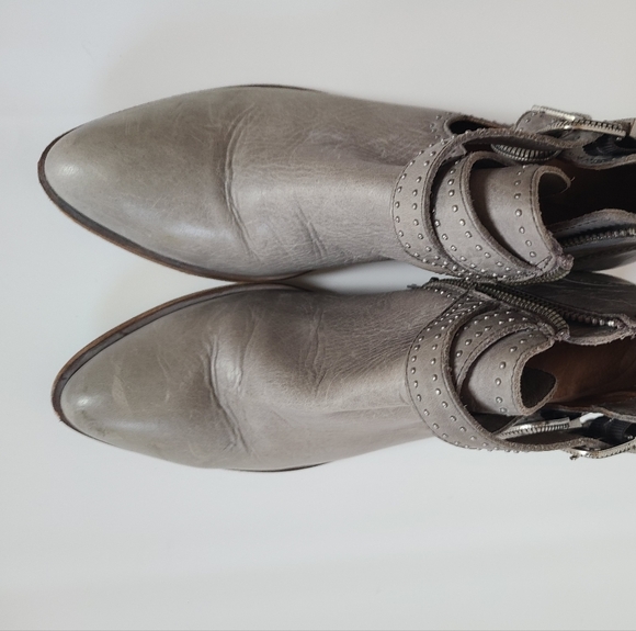 Frye Gray Ankle Western Leather Ray Booties Boots - Picture 2 of 3